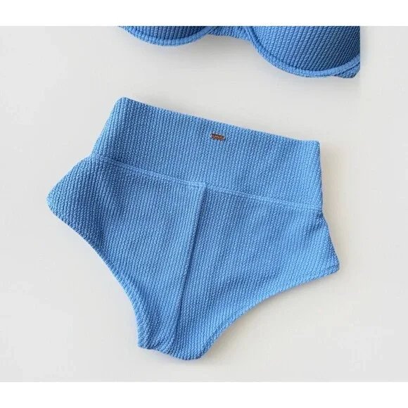 PINK Victoria’s Secret Blue Textured Bikini Size XS Swimsuit Push-up - Picture 4 of 5